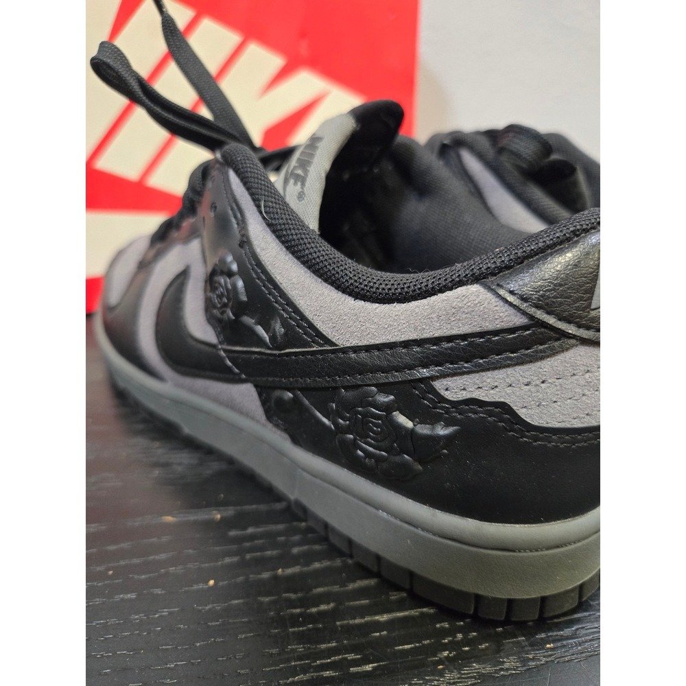 Nike Dunk Low Rose Black Grey Floral Embossed Sneakers HF1986-001 Size 7.5 - Picture 6 of 9
